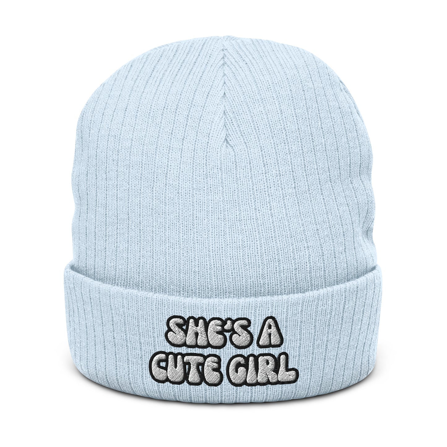 “She’s A Cute Girl” Ribbed Knit Beanie