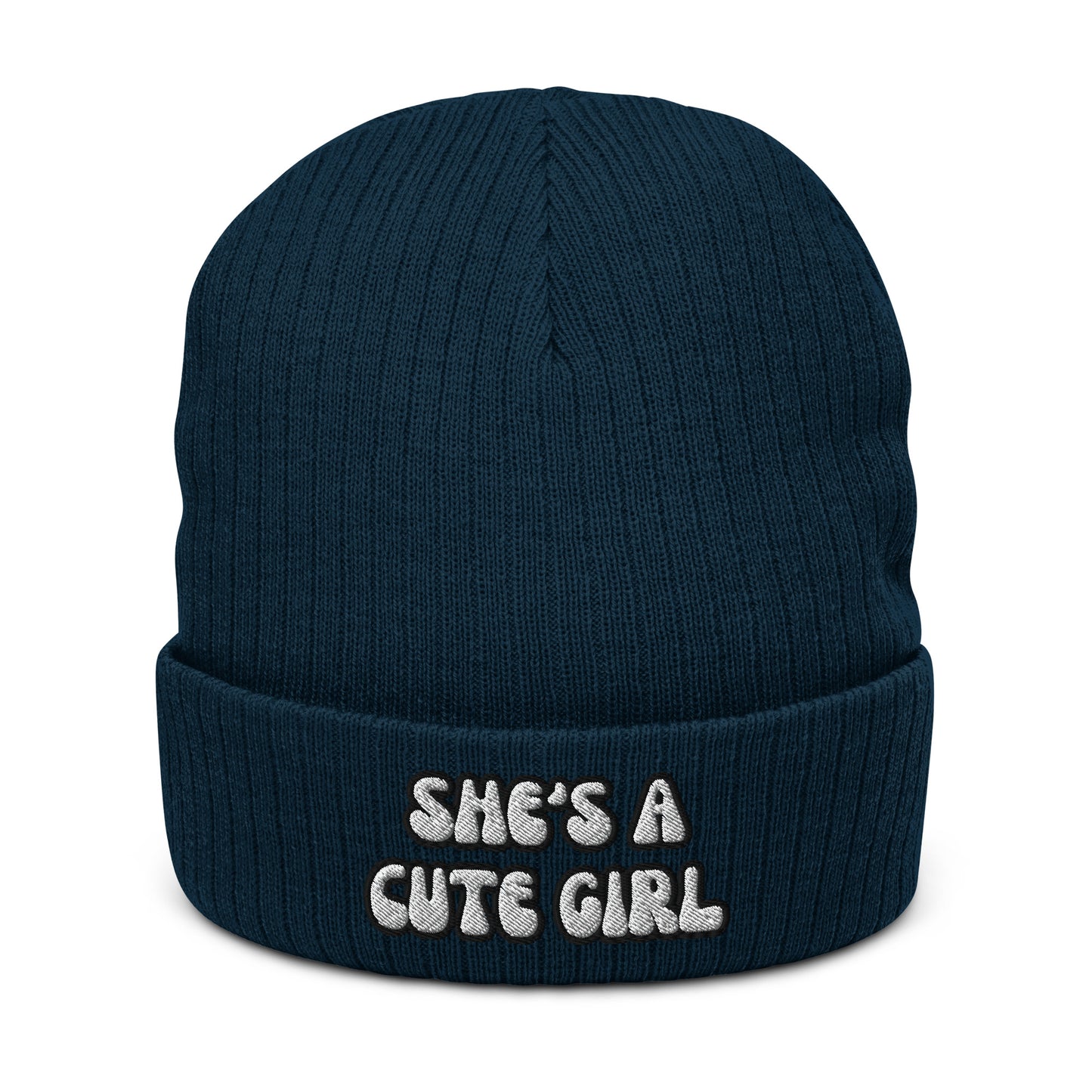 “She’s A Cute Girl” Ribbed Knit Beanie